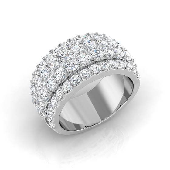 2.48ct SI2/G Round cut Natural Diamond Pave Ring in 18k White Gold