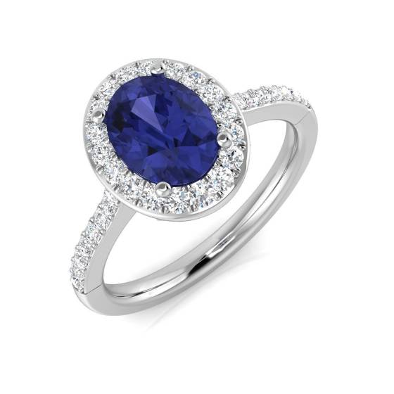1.67ct SI2/G Oval cut Tanzanite Gemstone Ring in 18k White Gold