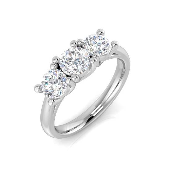 1.57ct I1/G Round cut Natural Diamond 3 Stone Ring in Platinum