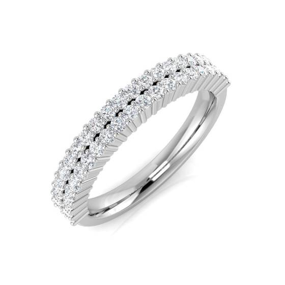 0.48ct I1/G Round cut Natural Diamond Half Eternity Ring in 18k White Gold