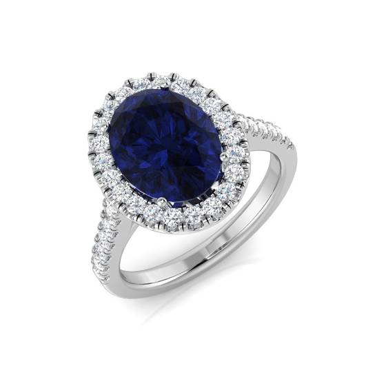 3.70ct SI2/G Oval cut Blue Sapphire Gemstone Ring in Platinum