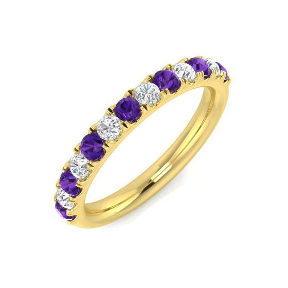 0.49ct SI2/G Round cut Amethyst Gemstone Ring in 9k Yellow Gold