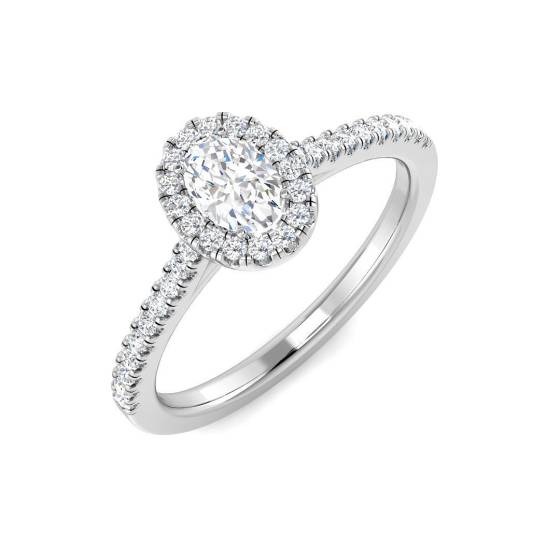 0.20ct SI1/G Oval cut Natural Diamond Halo Ring in Platinum
