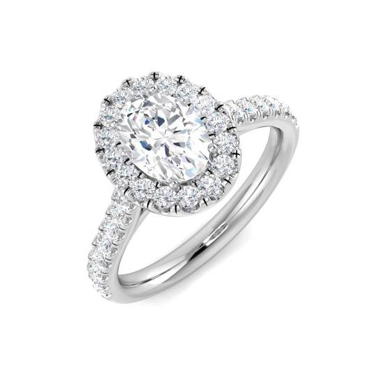 0.45ct SI1/G Oval cut Natural Diamond Halo Ring in Platinum