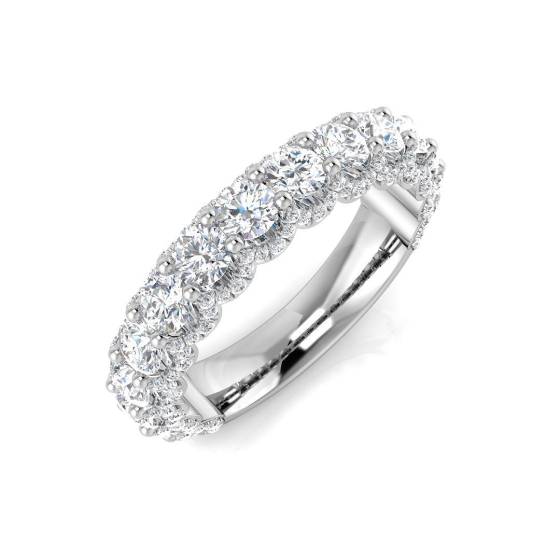 2.04ct SI2/G Round cut Natural Diamond Half Eternity Ring in Platinum