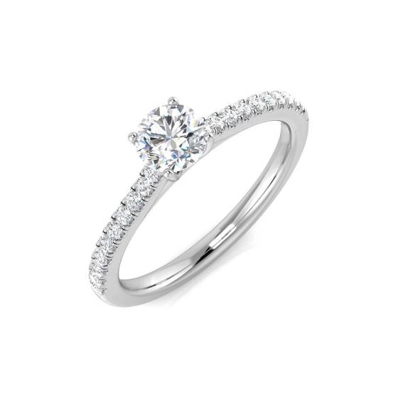 0.52ct SI2/G Round cut Natural Diamond Solitaire Engagement Ring in 9k White Gold