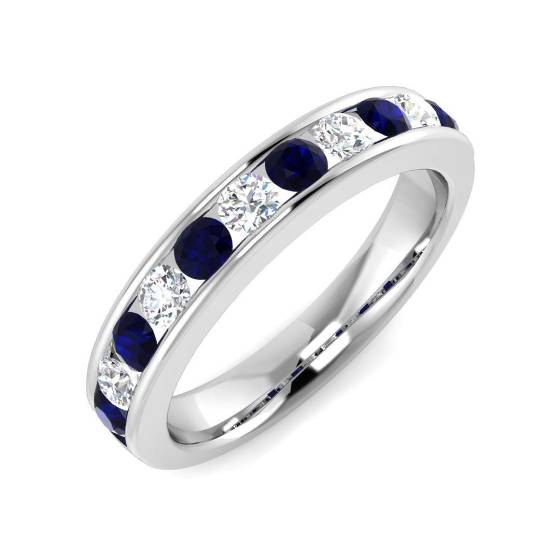 1.06ct SI2/G Round cut Blue Sapphire Gemstone Ring in Platinum