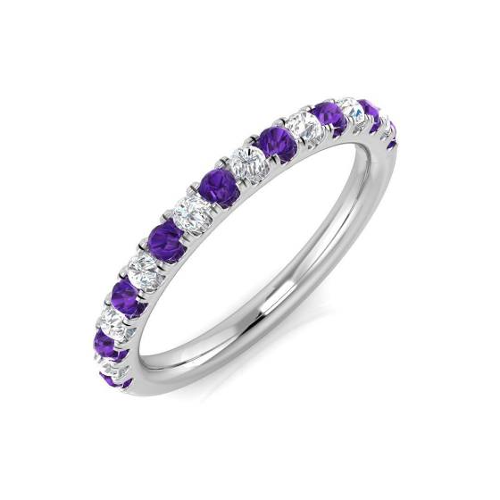 0.37ct SI2/G Round cut Amethyst Gemstone Ring in 9k White Gold