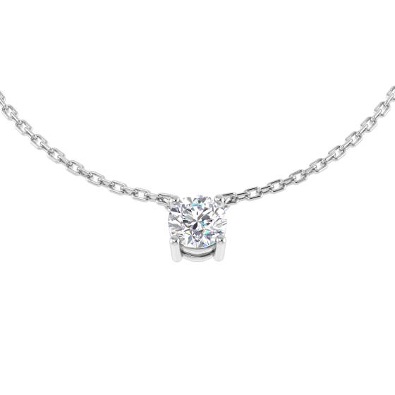 0.41ct SI2/G Round cut Natural Diamond Solitaire Necklace in 18k White Gold