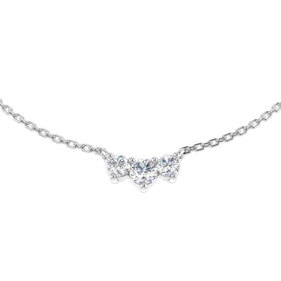 0.39ct SI2/G Round cut Natural Diamond Drop and Trilogy Necklace in 18k White Gold