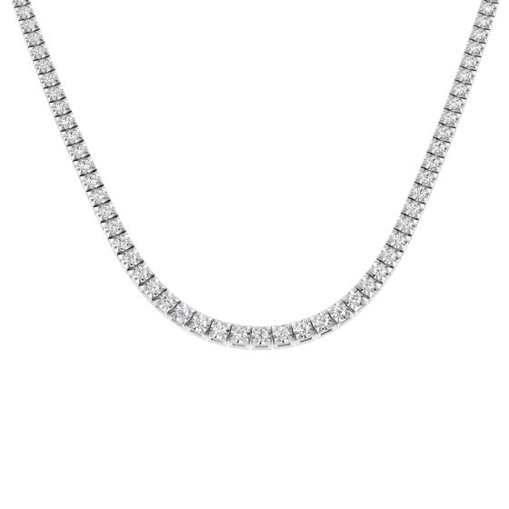10.03ct SI2/G Round cut Natural Diamond Tennis Necklace in 18k White Gold