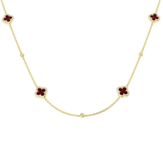 1.75ct SI2/G Round cut Ruby Gemstone Bezel Set Necklace in 18k Yellow Gold
