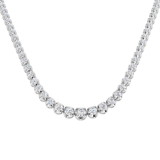 13.13ct SI2/G Round cut Natural Diamond Tennis Necklace in 18k White Gold