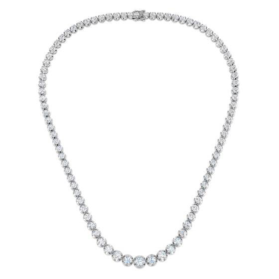 17.19ct SI2/G Round cut Natural Diamond Tennis Necklace in 18k White Gold