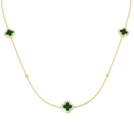 5.05ct SI2/G Round cut Emerald Gemstone Necklace in 18k Yellow Gold