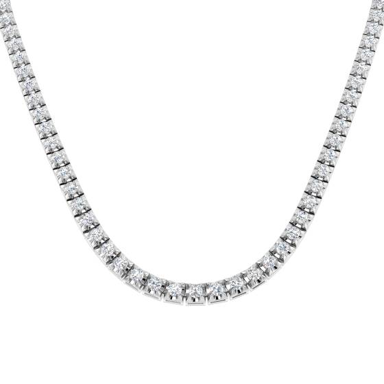 17.40ct SI2/G Round cut Natural Diamond Tennis Necklace in 18k White Gold