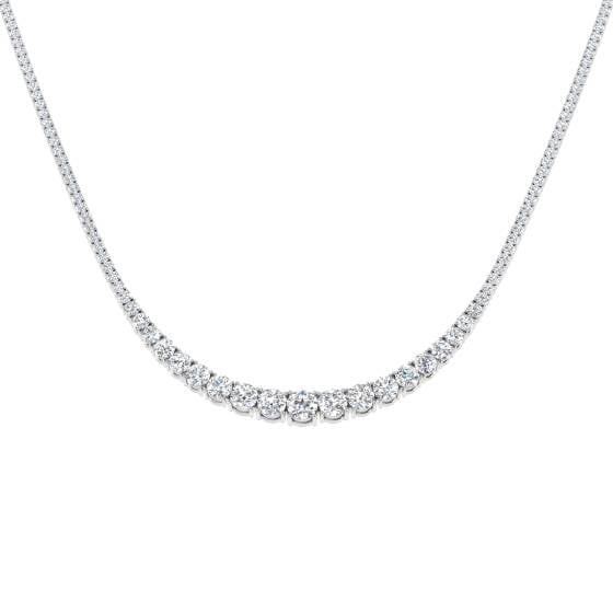 7.28ct SI2/G Round cut Natural Diamond Tennis Necklace in 18k White Gold