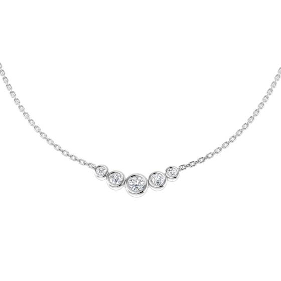 0.40ct SI2/G Round cut Natural Diamond Drop and Trilogy Necklace in 18k White Gold