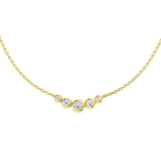 0.40ct SI2/G Round cut Natural Diamond Drop and Trilogy Necklace in 18k Yellow Gold