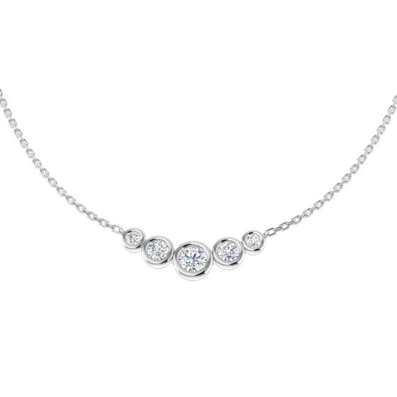 0.70ct SI2/G Round cut Natural Diamond Drop and Trilogy Necklace in 18k White Gold