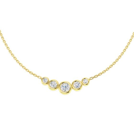 0.70ct SI2/G Round cut Natural Diamond Drop and Trilogy Necklace in 18k Yellow Gold