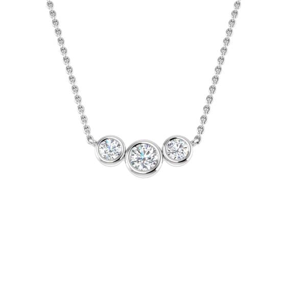 0.35ct SI2/G Round cut Natural Diamond Drop and Trilogy Necklace in 18k Yellow Gold