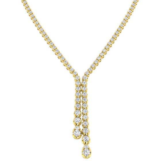 5.20ct SI2/G Round cut Natural Diamond Tennis Necklace in 18k Yellow Gold