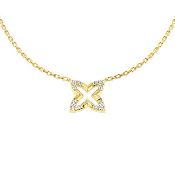 0.10ct SI2/G Round cut Natural Diamond Butterfly Necklace in 18k Yellow Gold