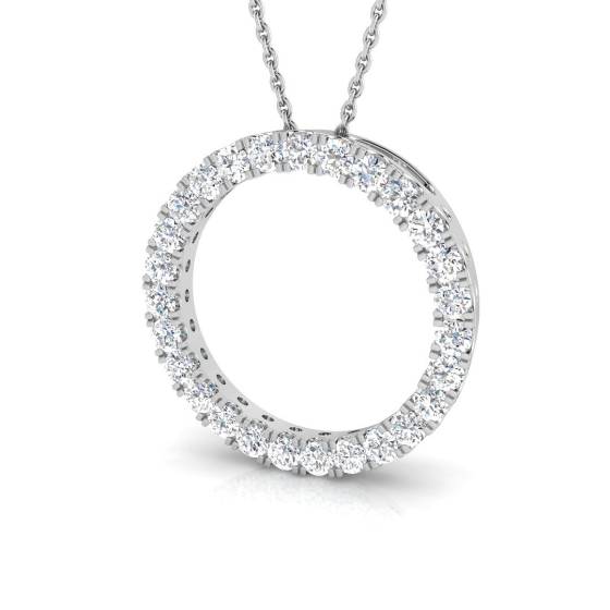 0.94ct SI2/G Round cut Natural Diamond Circle of Life Pendant in 18k White Gold