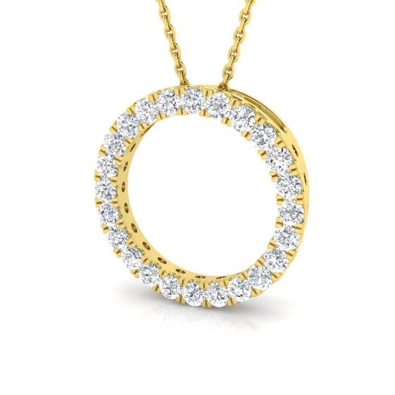 0.75ct SI2/G Round cut Natural Diamond Circle of Life Pendant in 18k Yellow Gold