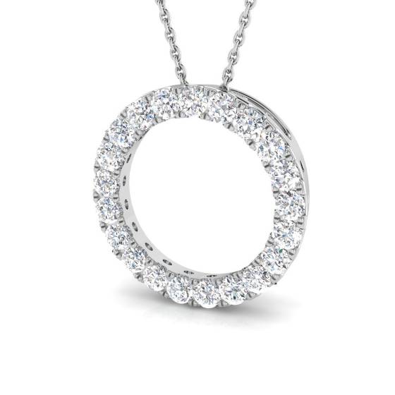1.02ct SI2/G Round cut Natural Diamond Circle of Life Pendant in 18k White Gold