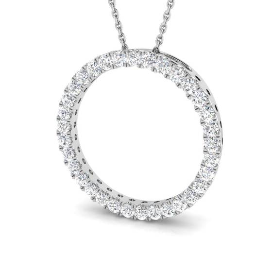 0.76ct SI2/G Round cut Natural Diamond Circle of Life Pendant in 18k White Gold
