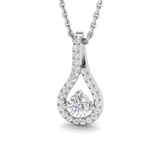 0.15ct SI2/G Round cut Natural Diamond Drop Pendant in 18k White Gold