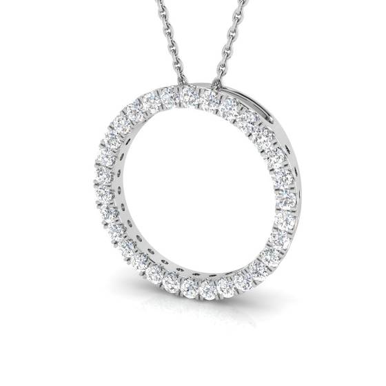 0.54ct SI2/G Round cut Natural Diamond Circle of Life Pendant in 18k White Gold