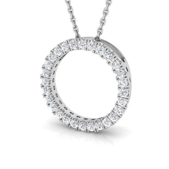 0.25ct SI2/G Round cut Natural Diamond Circle of Life Pendant in 18k White Gold