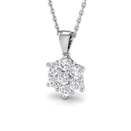 0.26ct SI2/G Round cut Natural Diamond Cluster Pendant in 18k White Gold