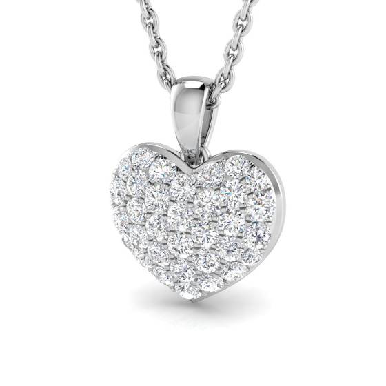 0.40ct SI2/G Round cut Natural Diamond Heart Pendant in 9k White Gold