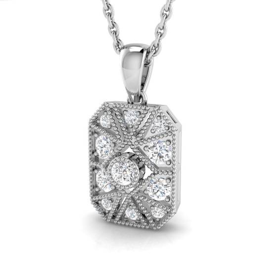 0.16ct SI2/G Round cut Natural Diamond Cluster Pendant in 18k White Gold