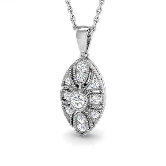 0.17ct SI2/G Round cut Natural Diamond Cluster Pendant in 18k White Gold