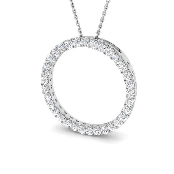1.00ct SI2/G Round cut Natural Diamond Circle of Life Pendant in 9k White Gold