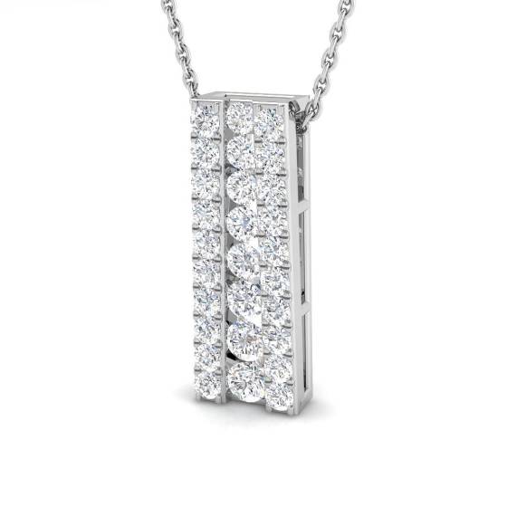 0.68ct SI2/G Round cut Natural Diamond Drop Pendant in 18k White Gold