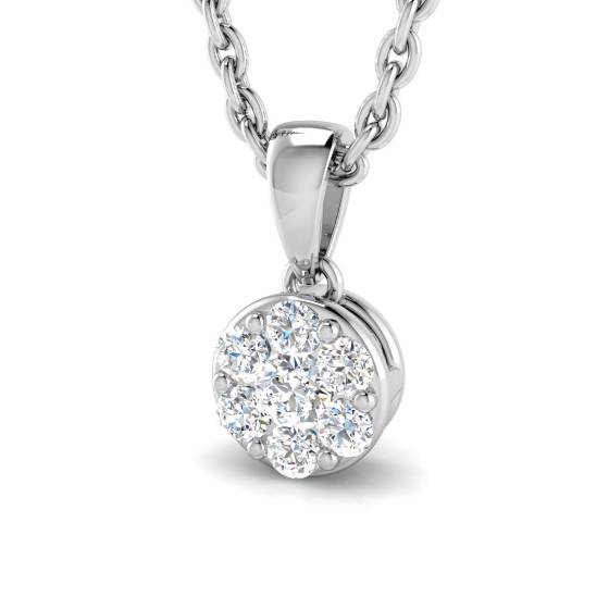 0.07ct I1/G Round cut Natural Diamond Cluster Pendant in 9k White Gold