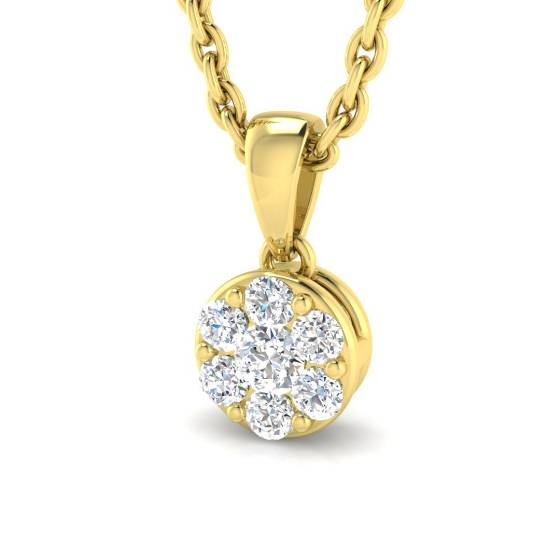 0.07ct I1/G Round cut Natural Diamond Cluster Pendant in 9k Yellow Gold
