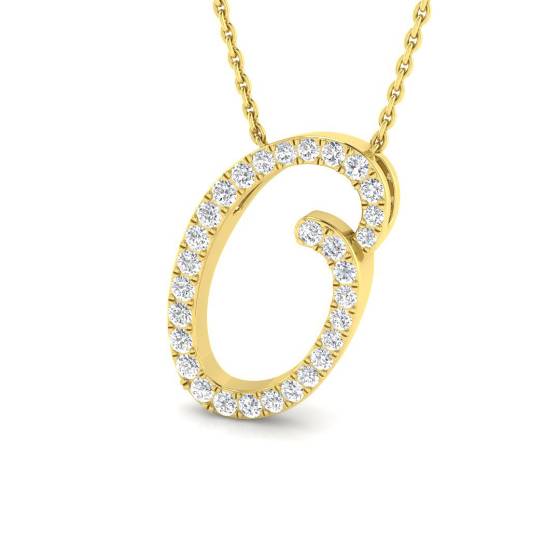 0.38ct SI2/G Round cut Natural Diamond Initials Pendant in 9k Yellow Gold