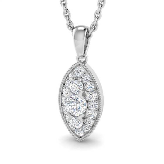 0.22ct SI2/G Round cut Natural Diamond Cluster Pendant in 18k White Gold