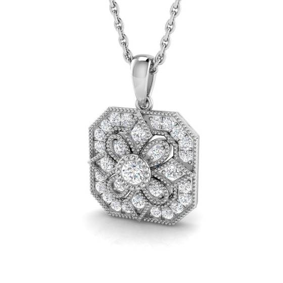 0.24ct SI2/G Round cut Natural Diamond Cluster Pendant in 18k White Gold