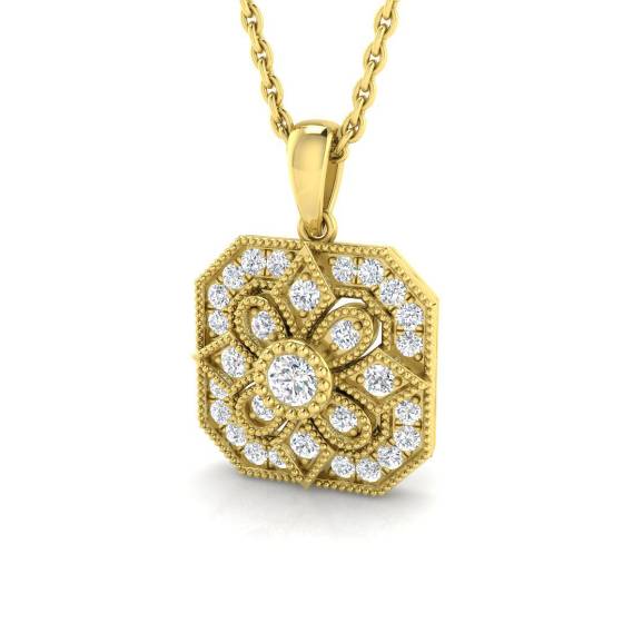 0.24ct SI2/G Round cut Natural Diamond Cluster Pendant in 18k Yellow Gold
