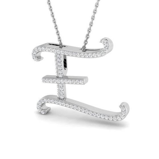 0.23ct SI2/G Round cut Natural Diamond Initials Pendant in 9k White Gold