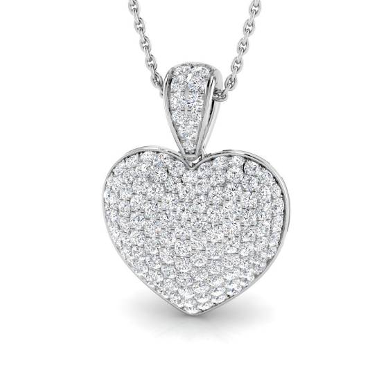 1.00ct SI2/G Round cut Natural Diamond Heart Pendant in 18k White Gold