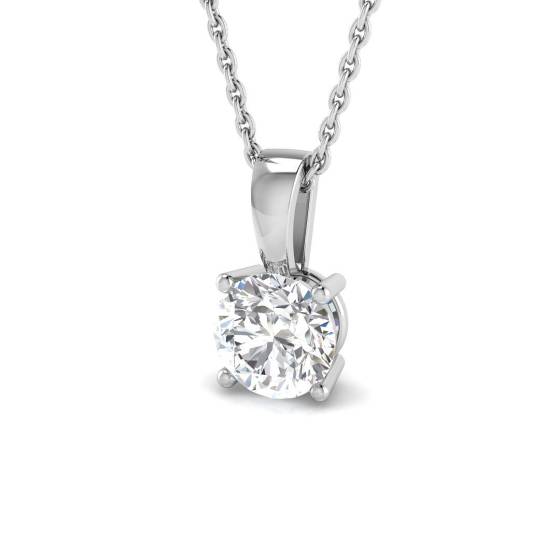 0.50ct SI1/G Round cut Natural Diamond Solitaire Pendant in 18k White Gold